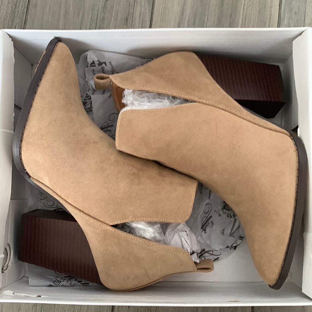 Taupe cowboy style booties